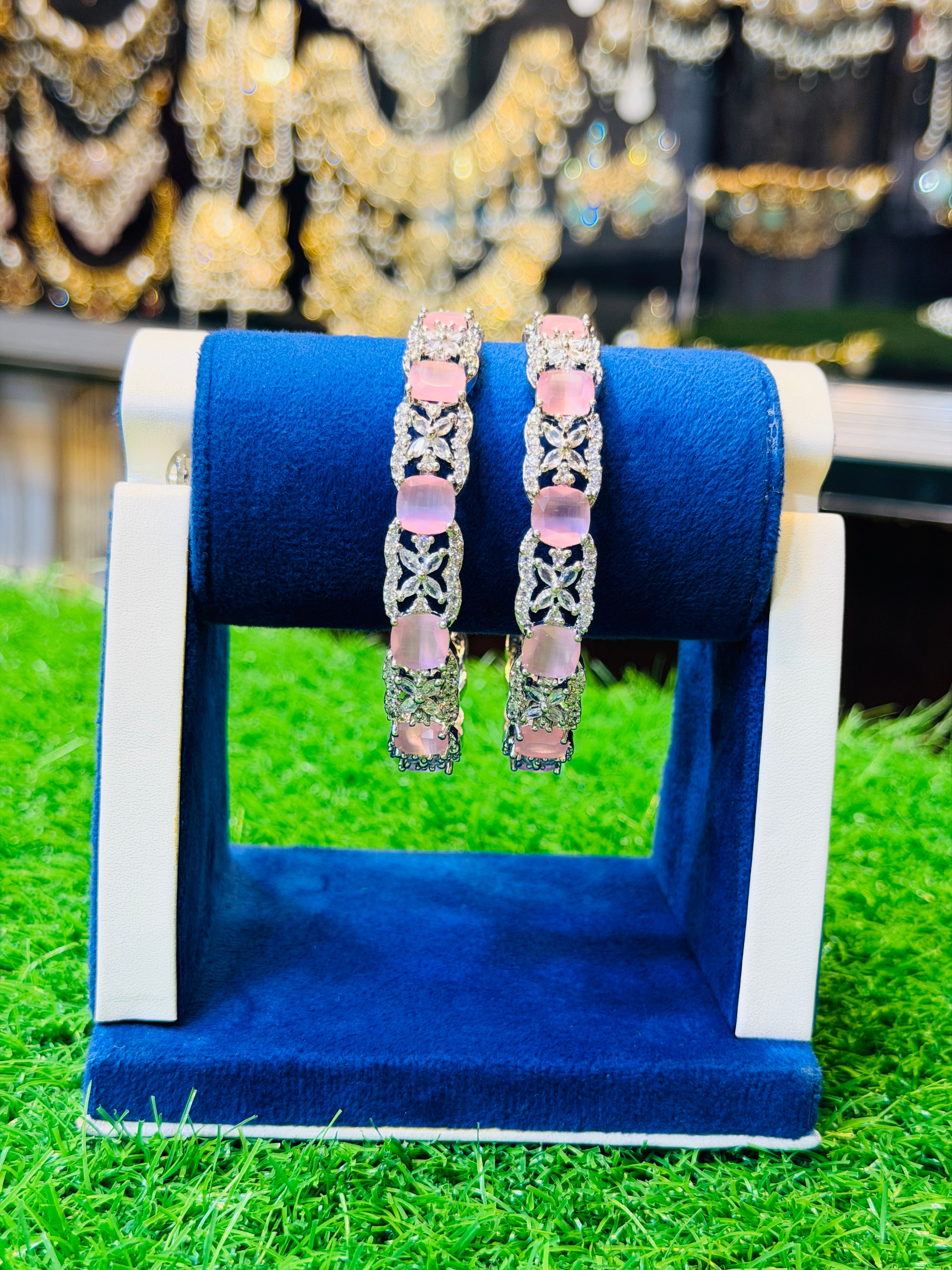 Pink stone karha bracelet