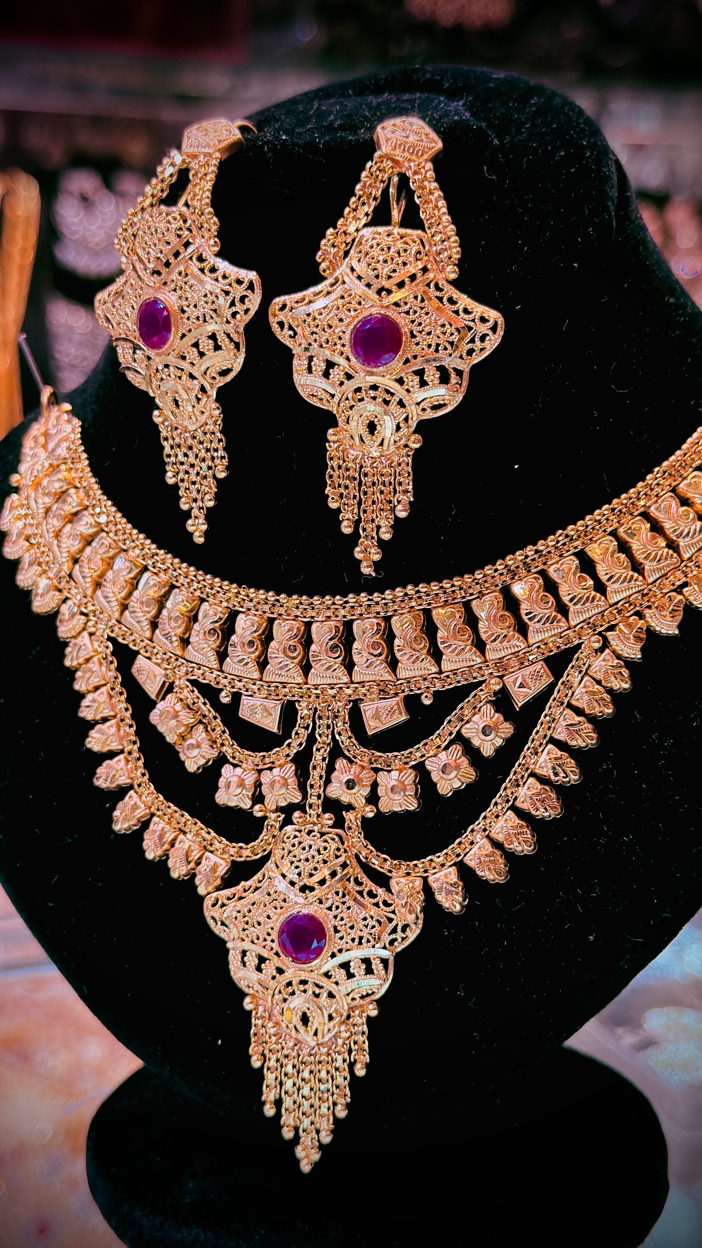 Gold Plated Necklace with Earrings