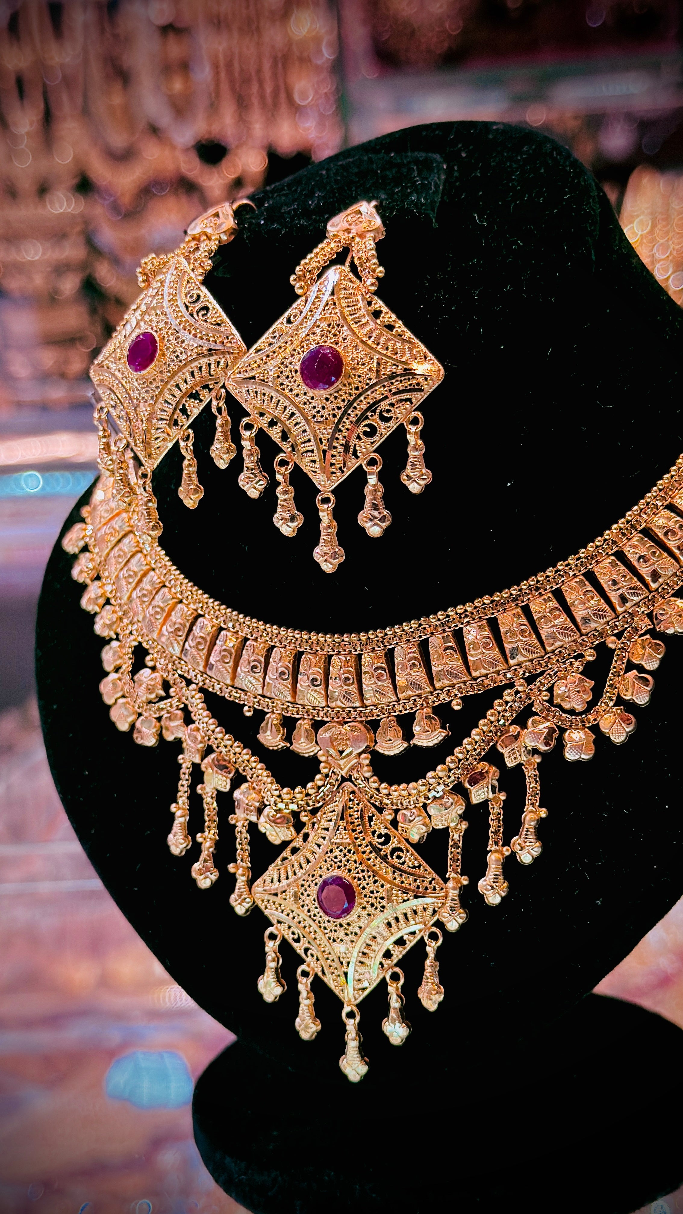 Gold Plated Necklace with Earrings