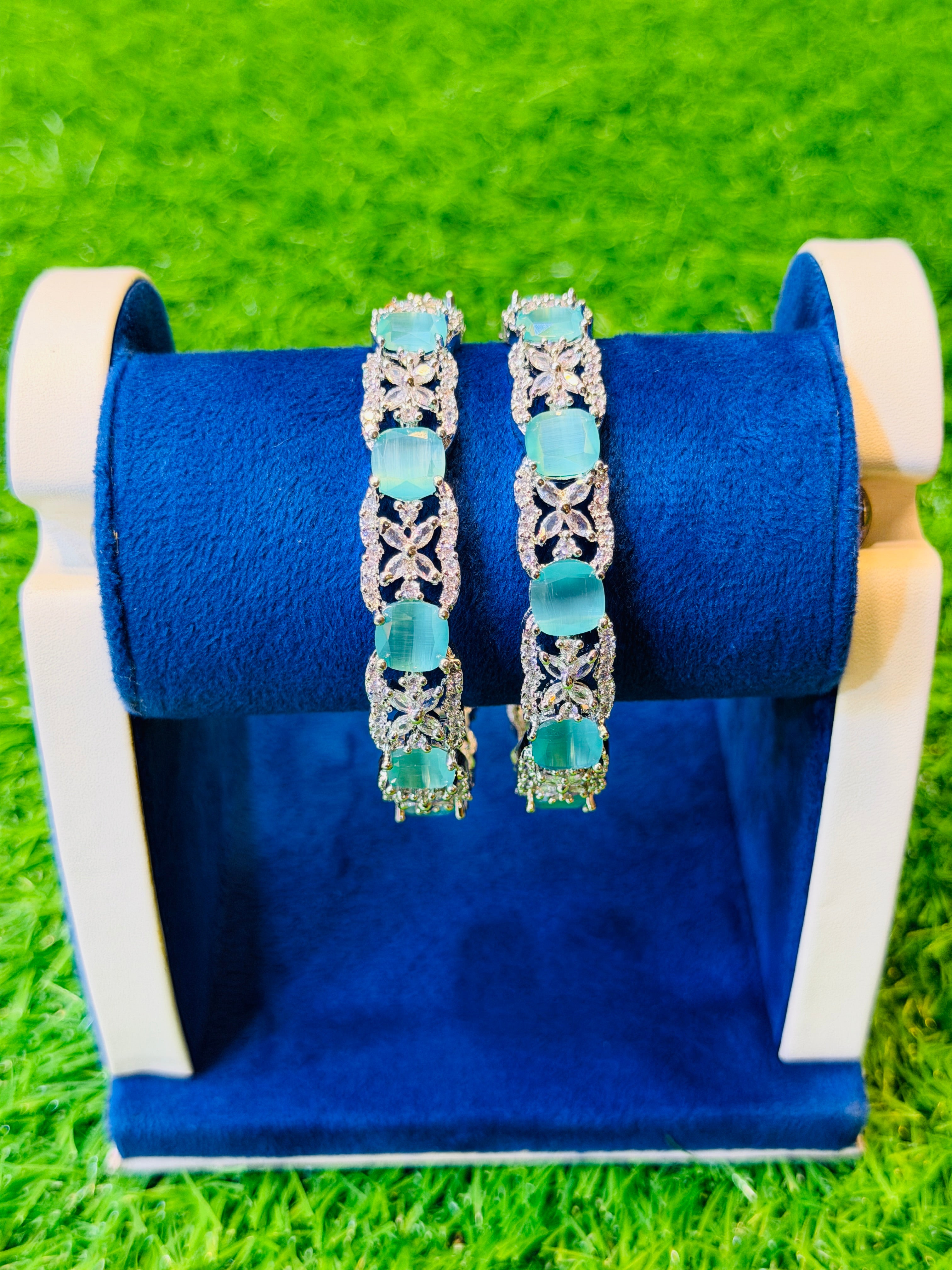 Cyan stones karha bracelet