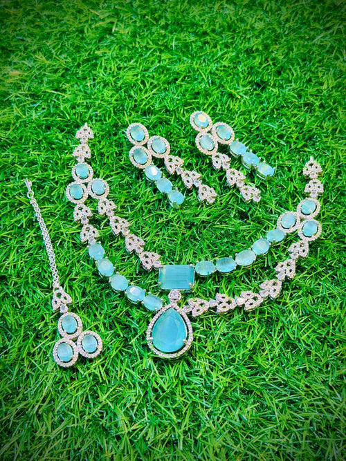 1Ct 2 Layer Square Stone Necklace With Color Options