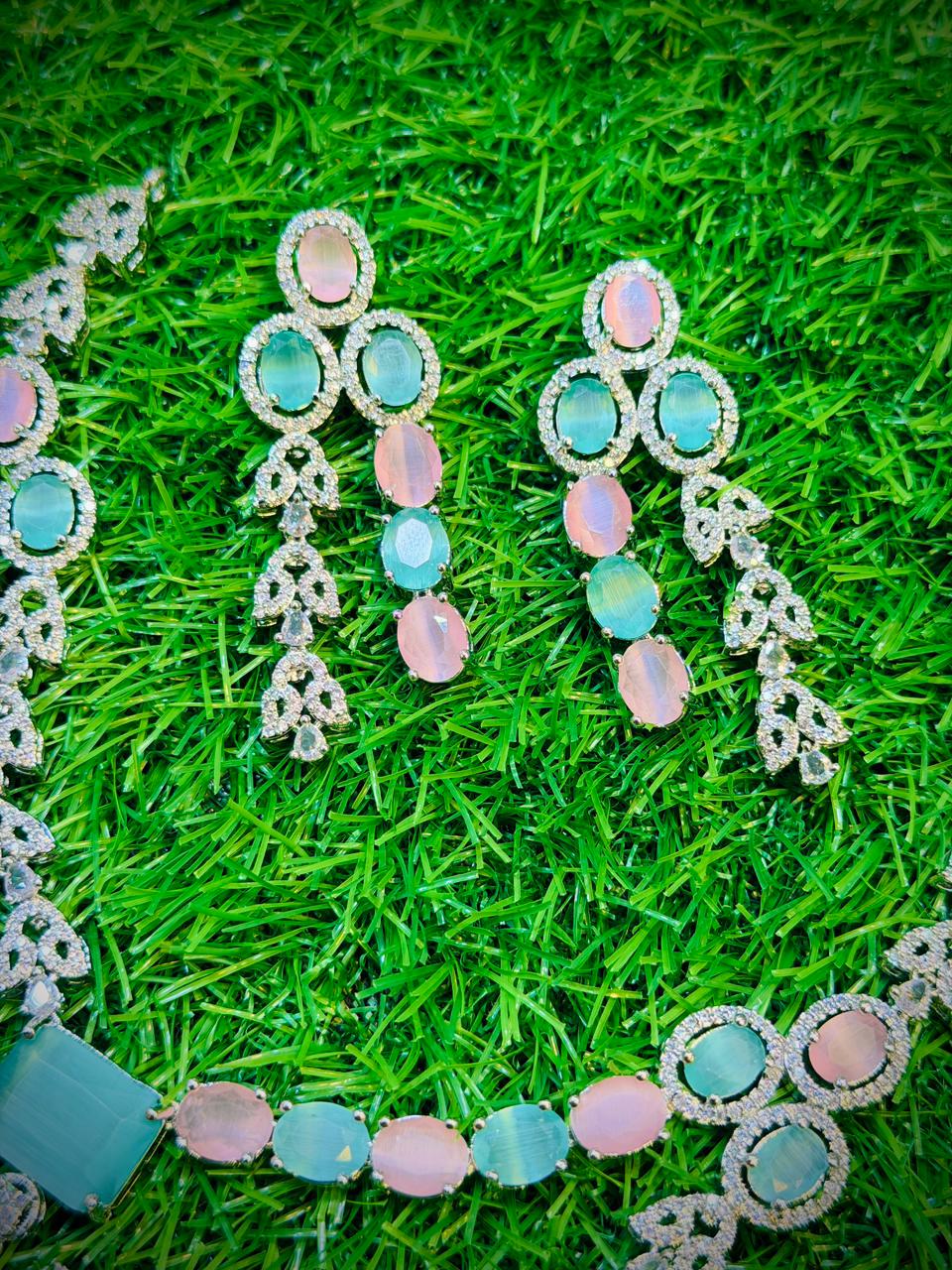 One Carat, 2 Layer Square Stone Necklace With Color Options
