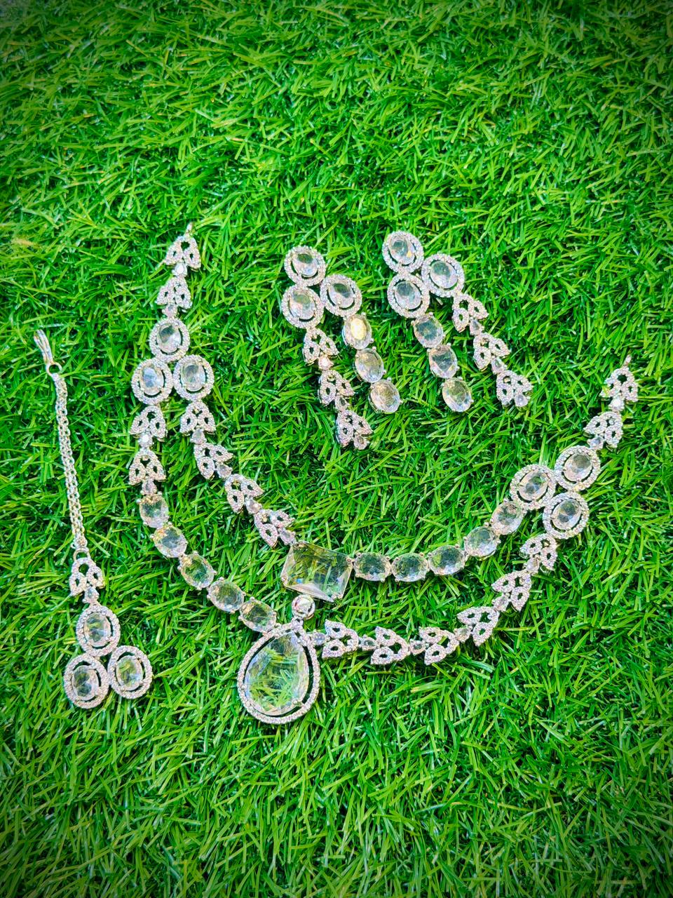 One Carat, 2 Layer Square Stone Necklace With Color Options