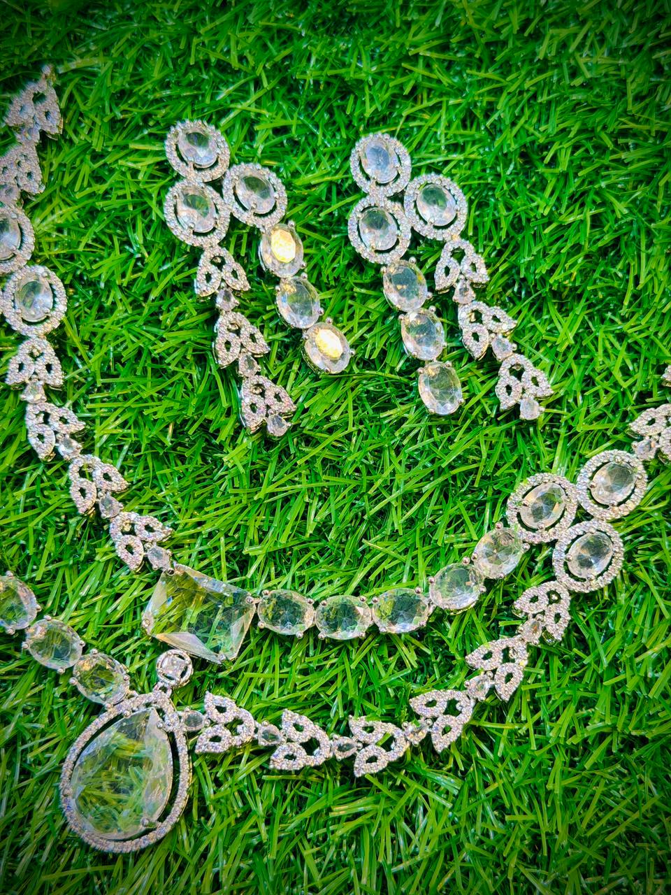 One Carat, 2 Layer Square Stone Necklace With Color Options