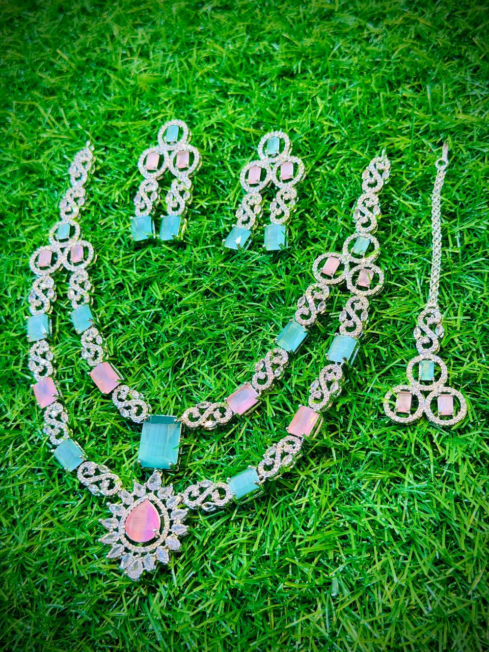 One Carat, 2 Layer Stylish Necklace With Color Options