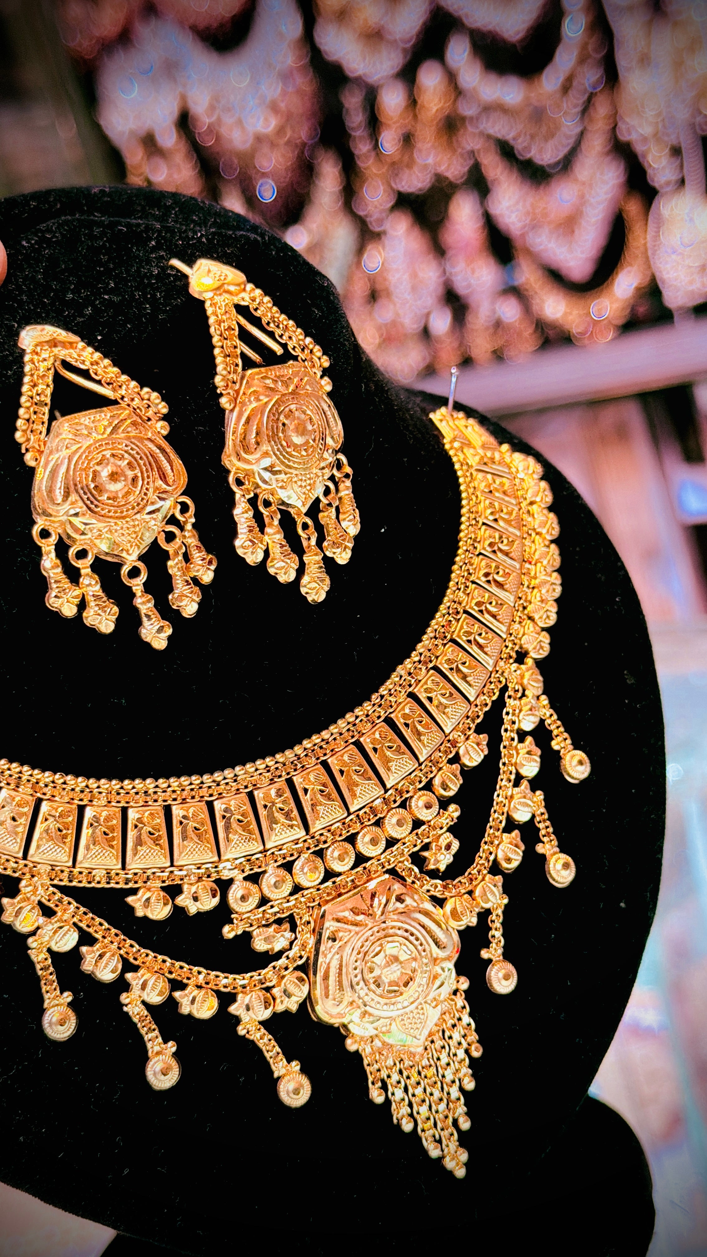 Gold Plated Necklace with Earrings