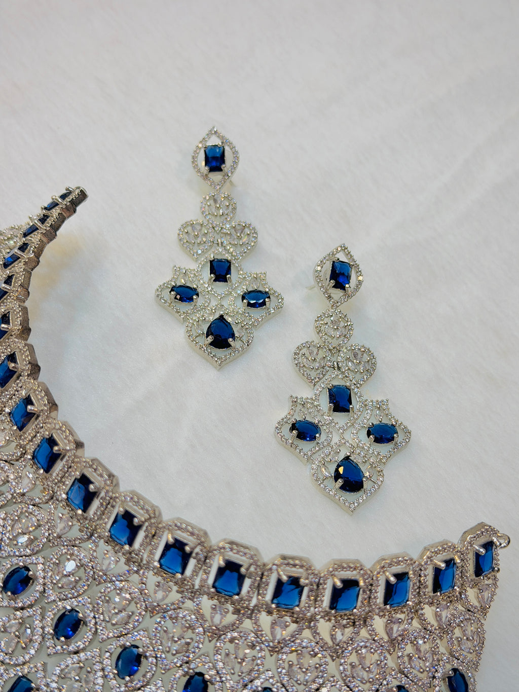 Navy Blue Colour One Carat Collar Set