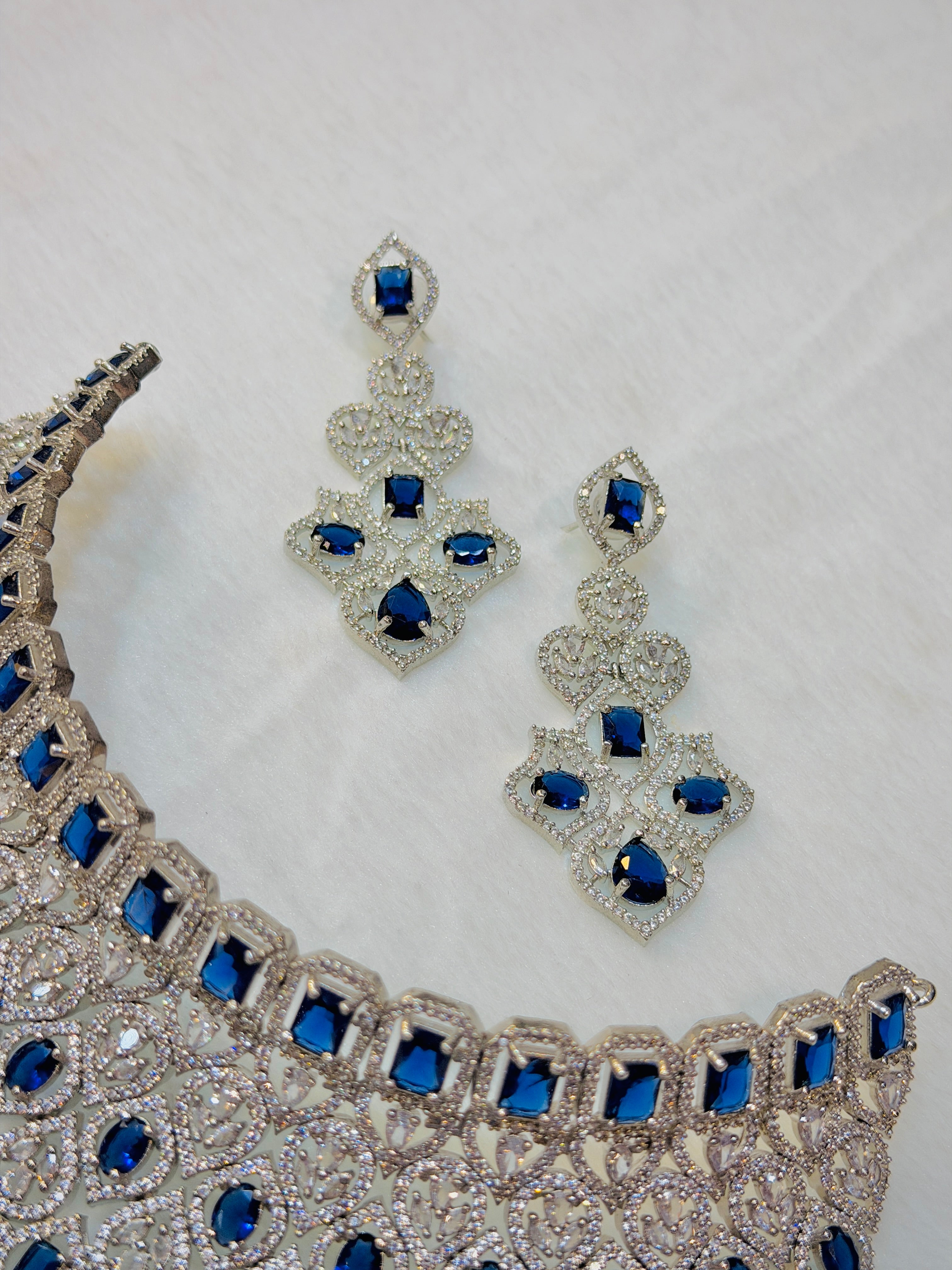 Navy Blue Colour One Carat Collar Set
