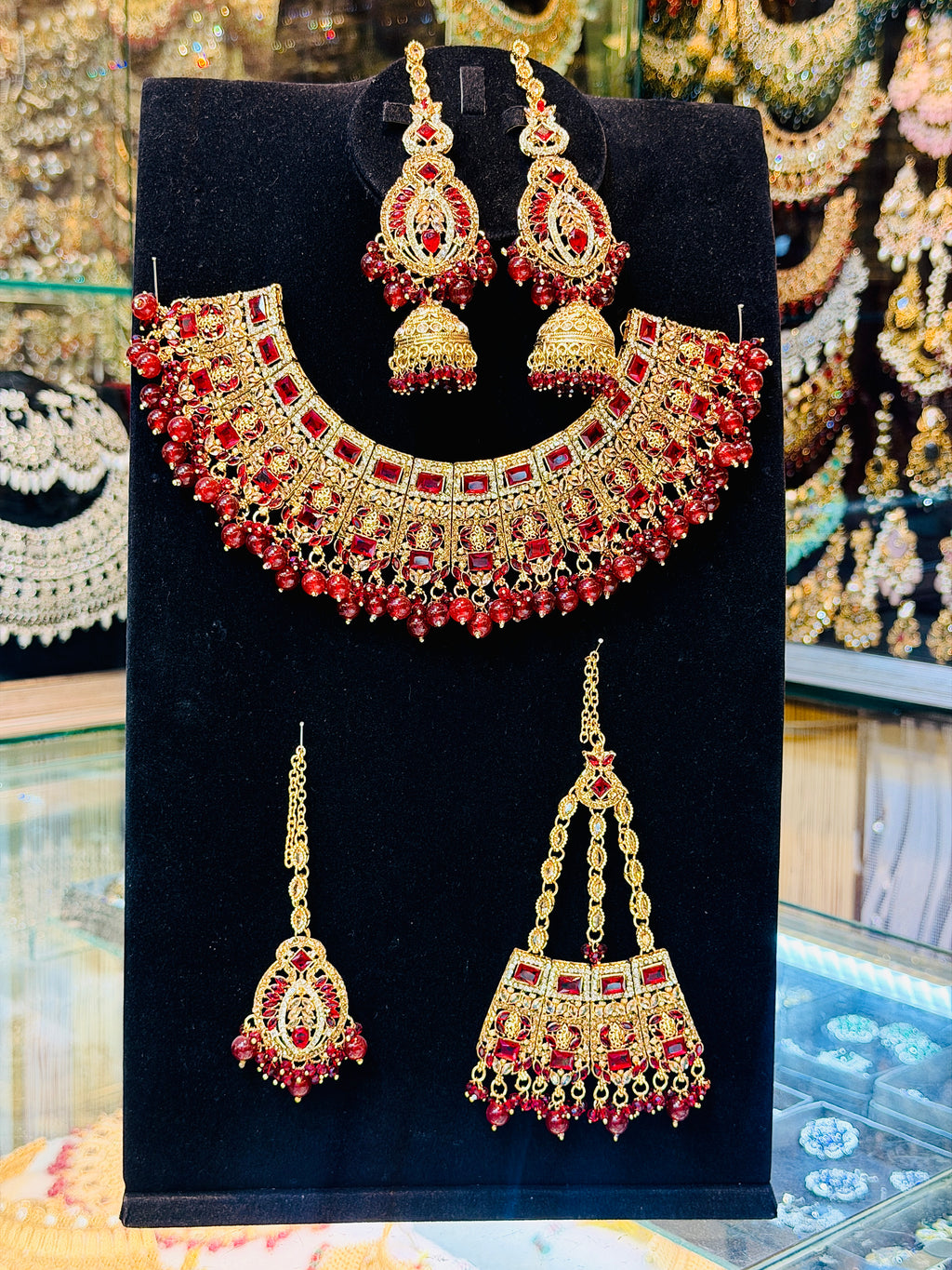 Red Colour Necklace Set