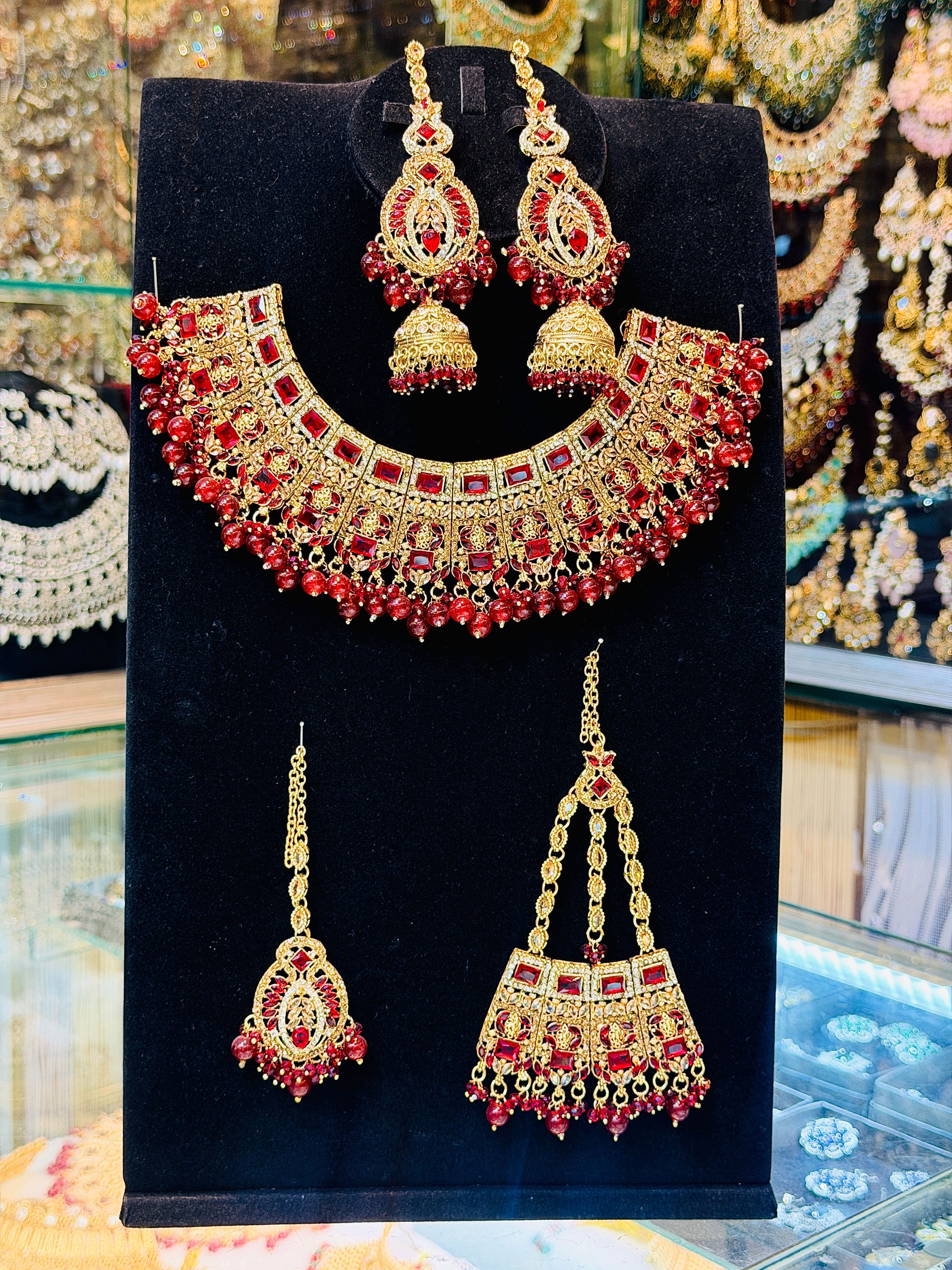Red Colour Necklace Set