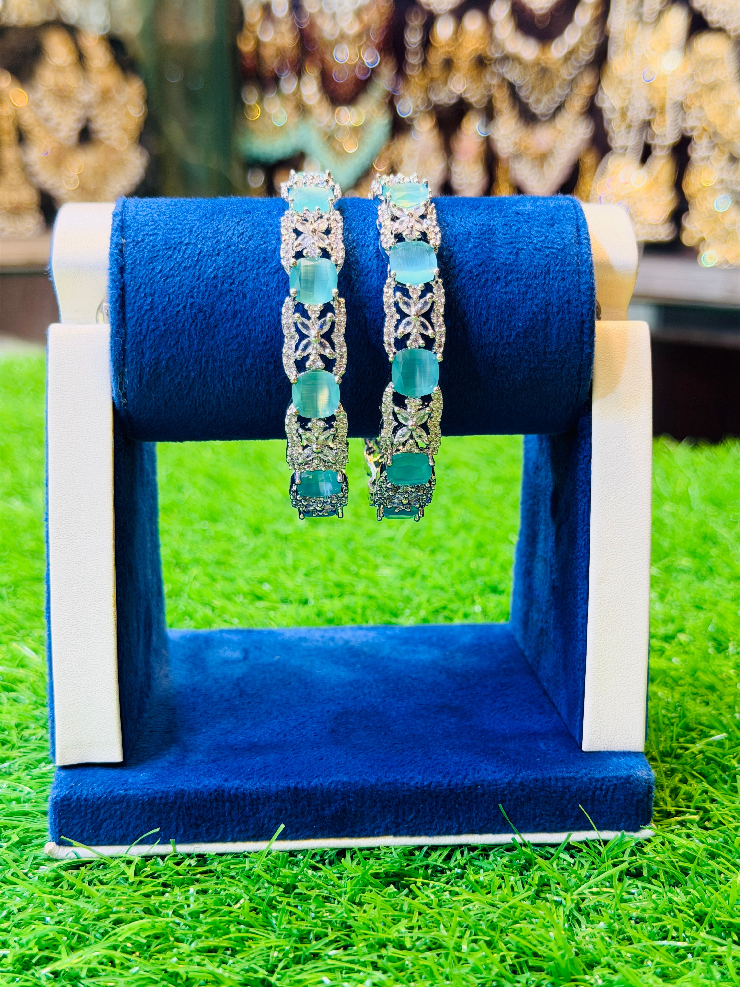 Cyan stones karha bracelet