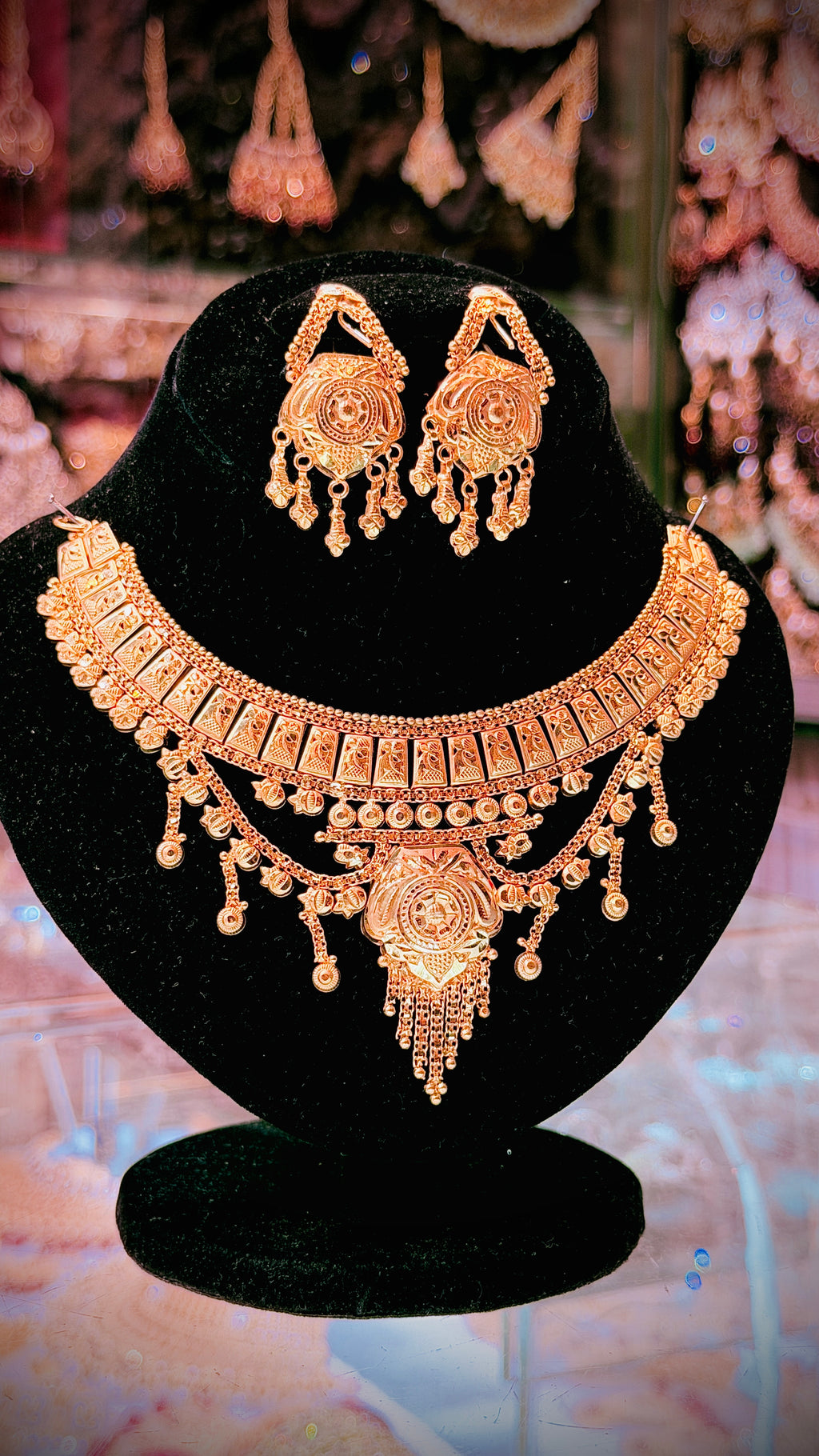 Gold Plated Necklace with Earrings