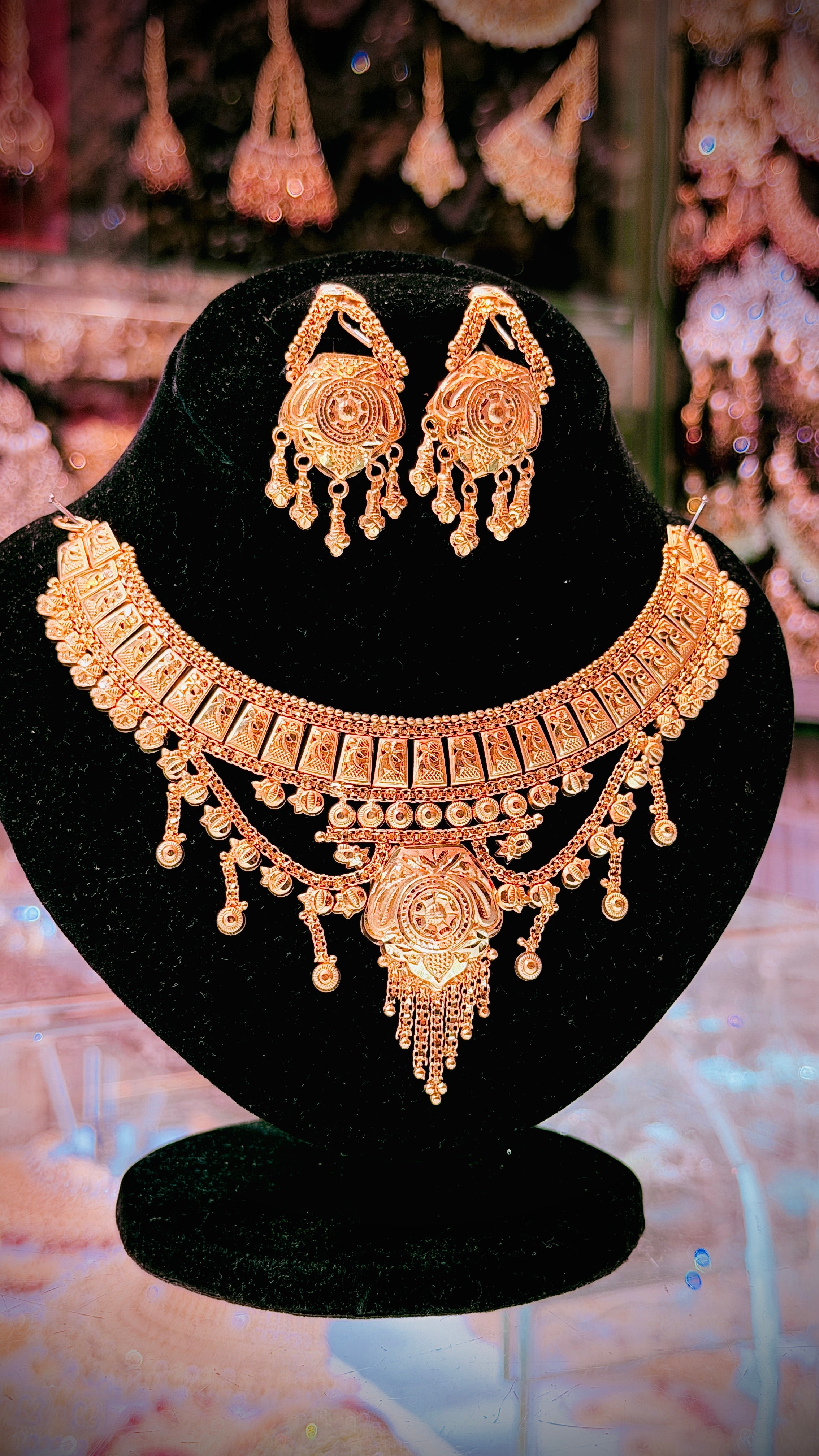 Gold Plated Necklace with Earrings