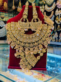 Golden & Crystal Pink Necklace Set