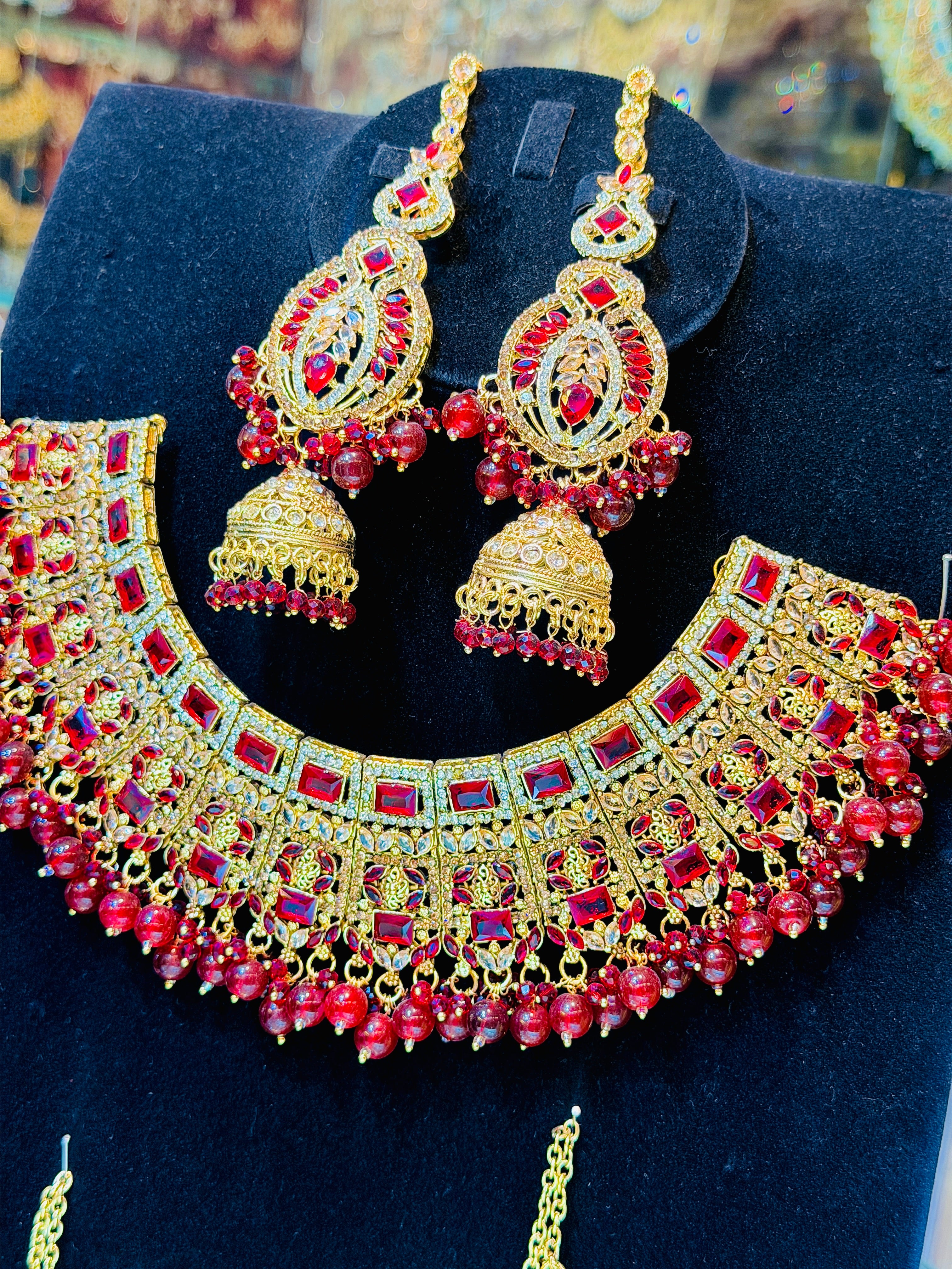 Red Colour Necklace Set