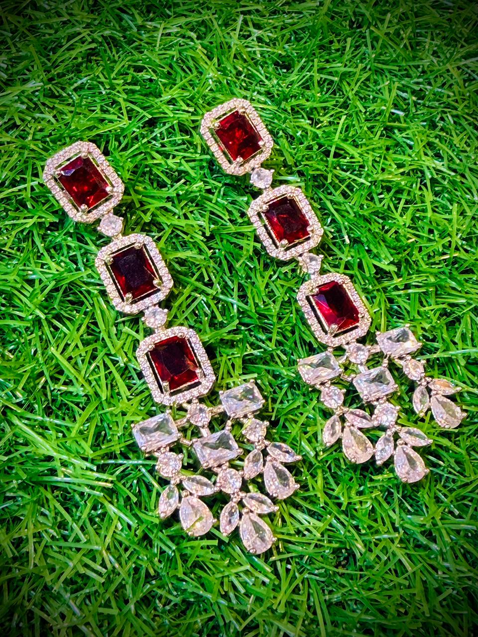 Red Colour1Ct Earrings
