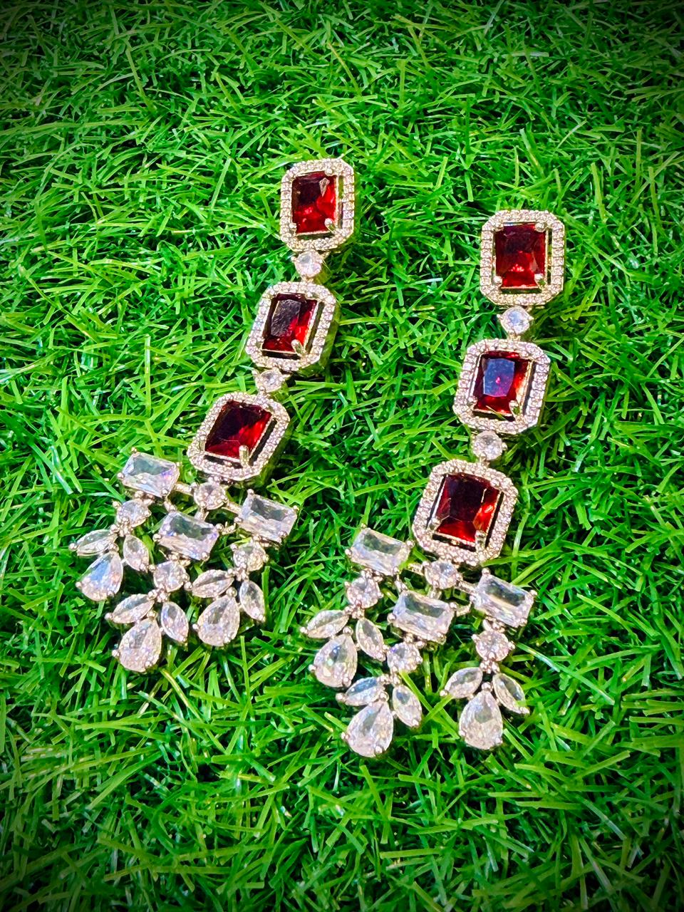 Red Colour1Ct Earrings