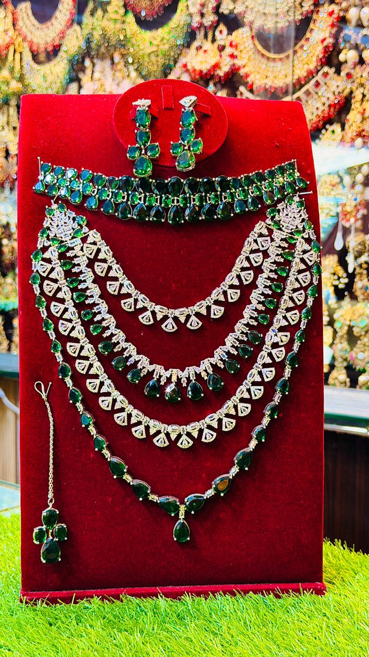 Green Colour 1Ct Bridal Set