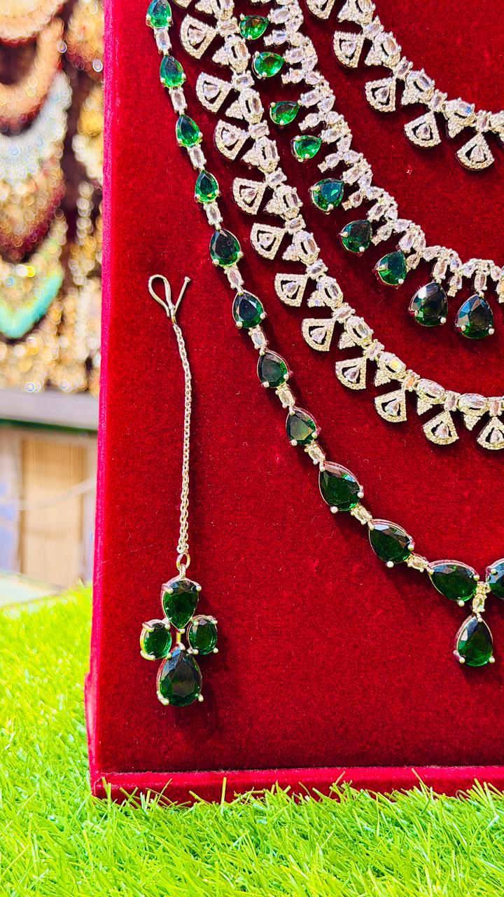 Green Colour 1Ct Bridal Set