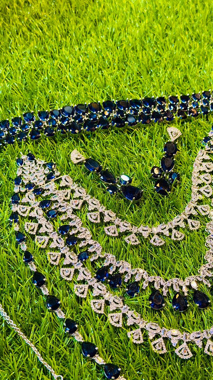 Navy blue 1Ct Bridal Set