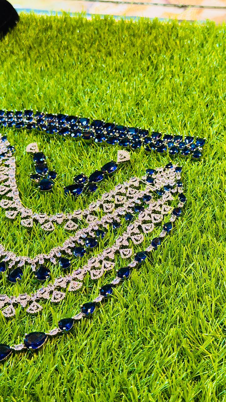 Navy blue 1Ct Bridal Set