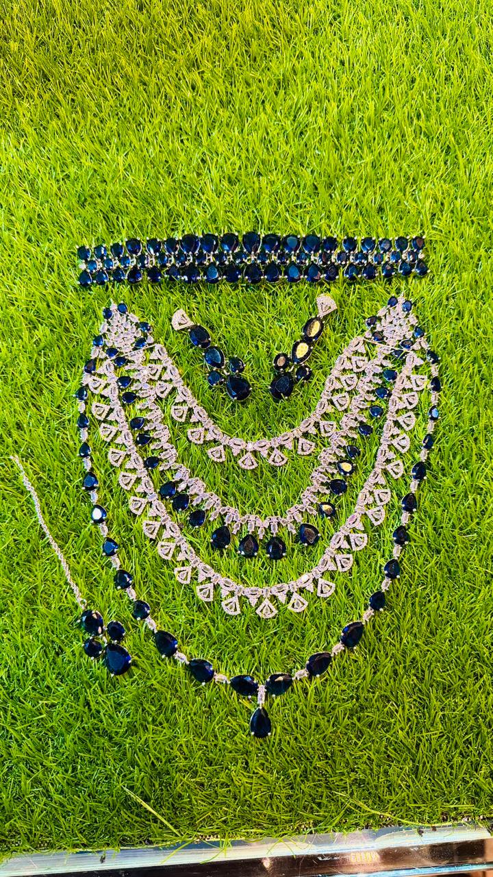 Navy blue 1Ct Bridal Set