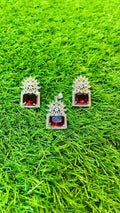 Red 1Ct Locket & Ear Studs