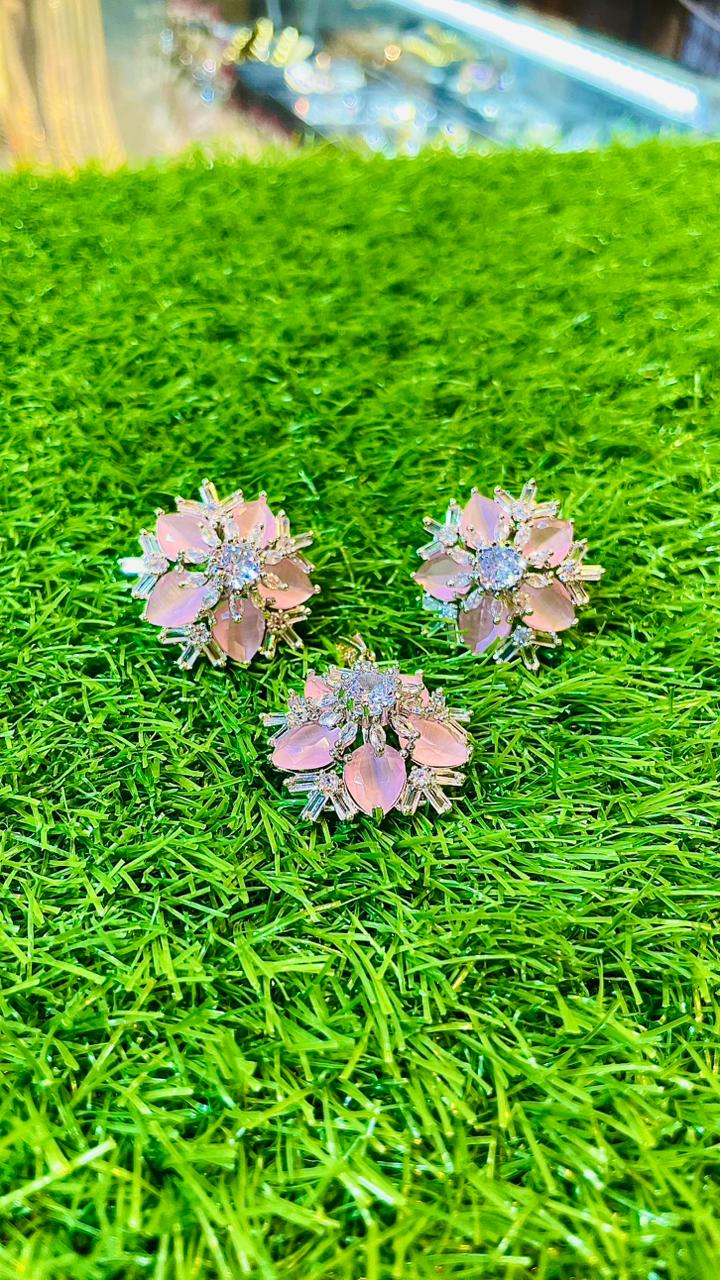 Pink 1Ct Locket & Ear Studs
