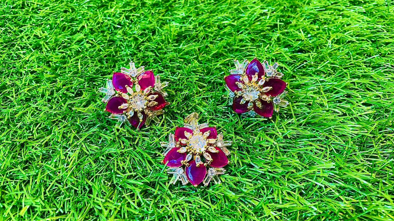 Shocking pink 1Ct Locket & Ear Studs