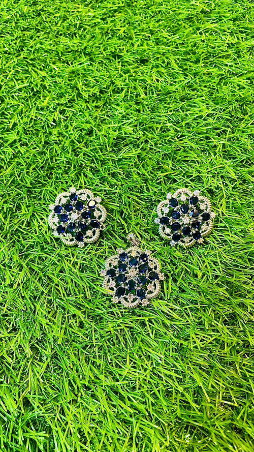 Blue 1Ct Locket & Ear Studs