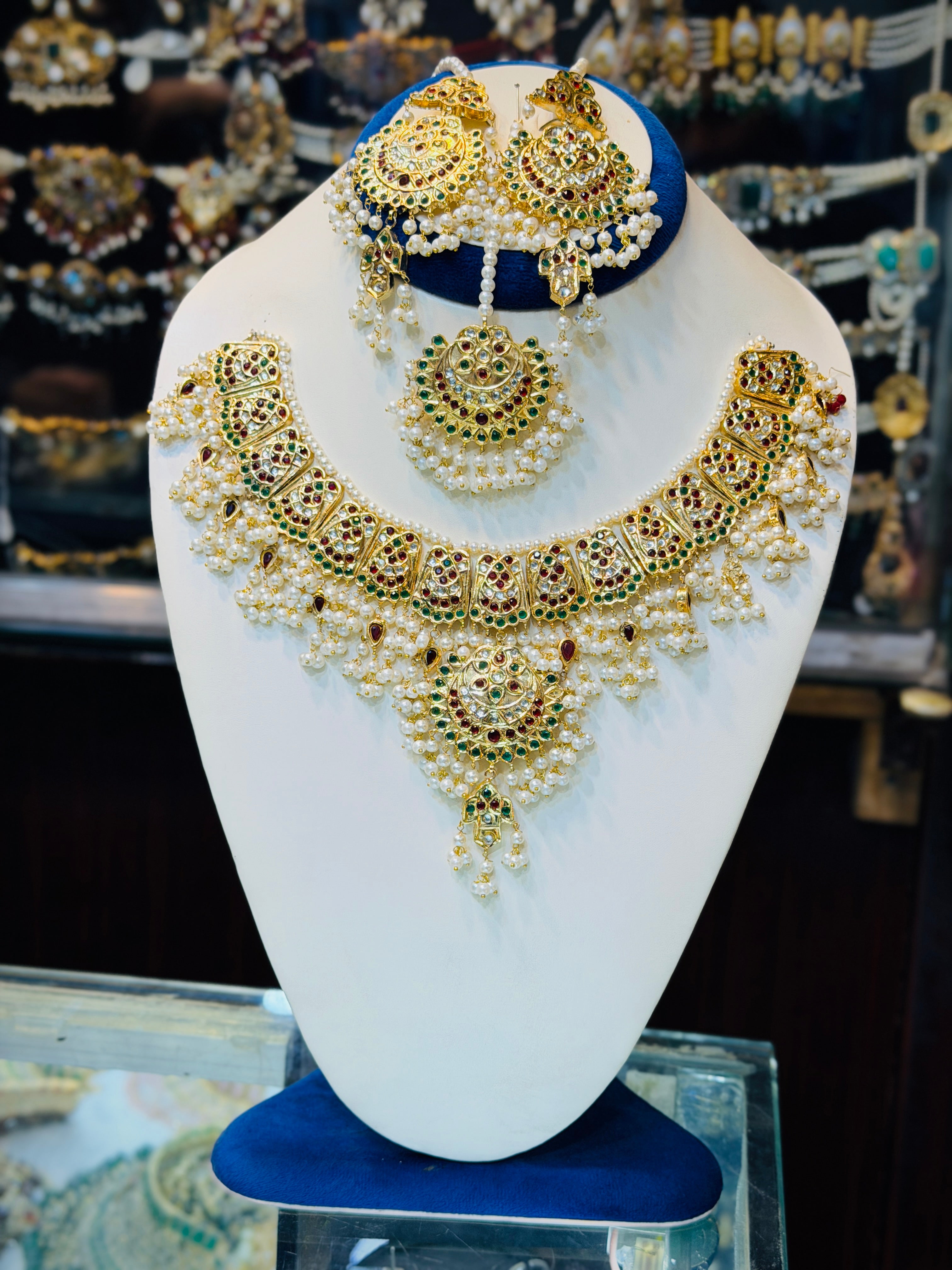 Kundan Necklace Set with multi stone
