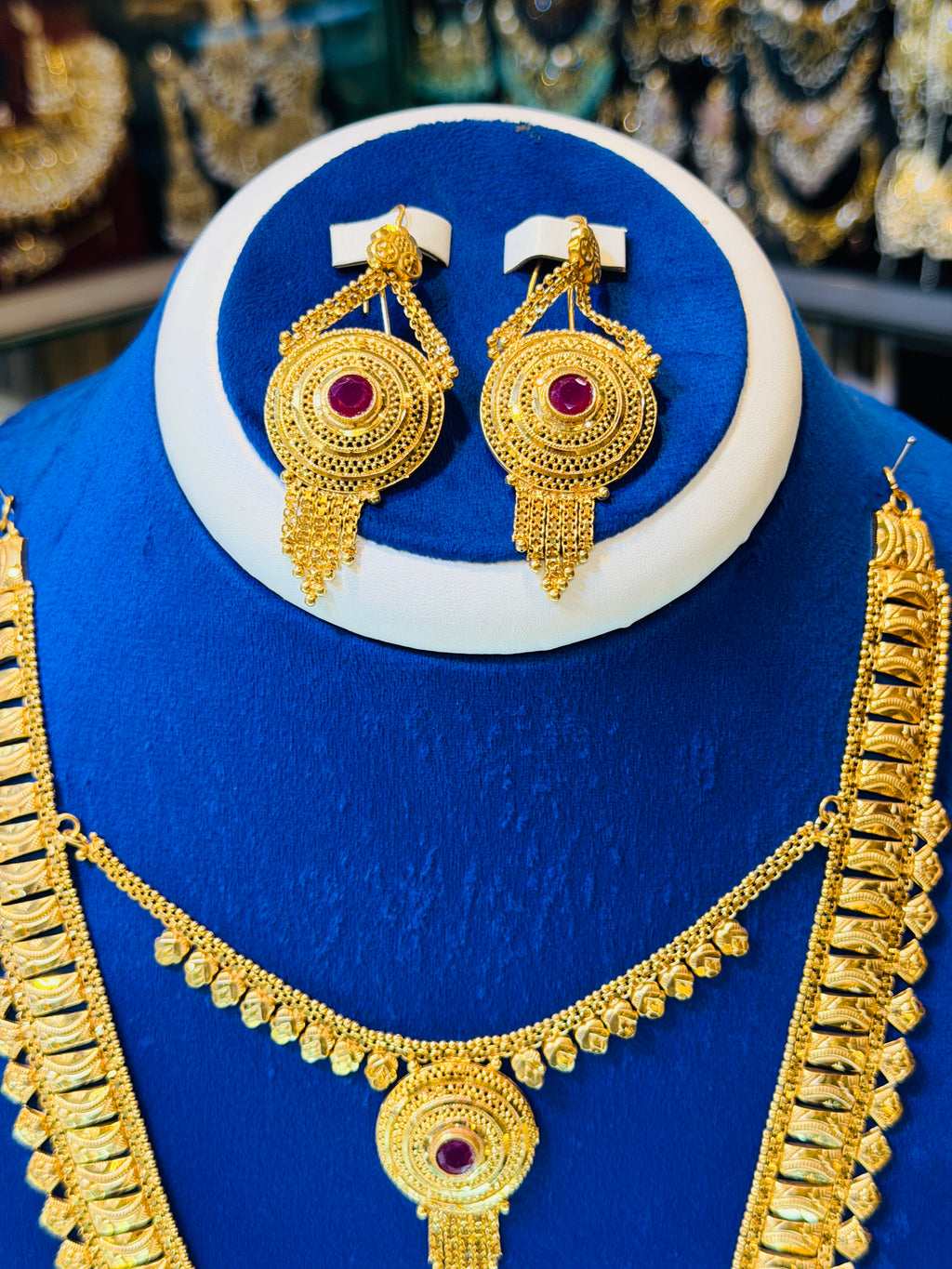 Gold Plated Mala Set with Earrings
