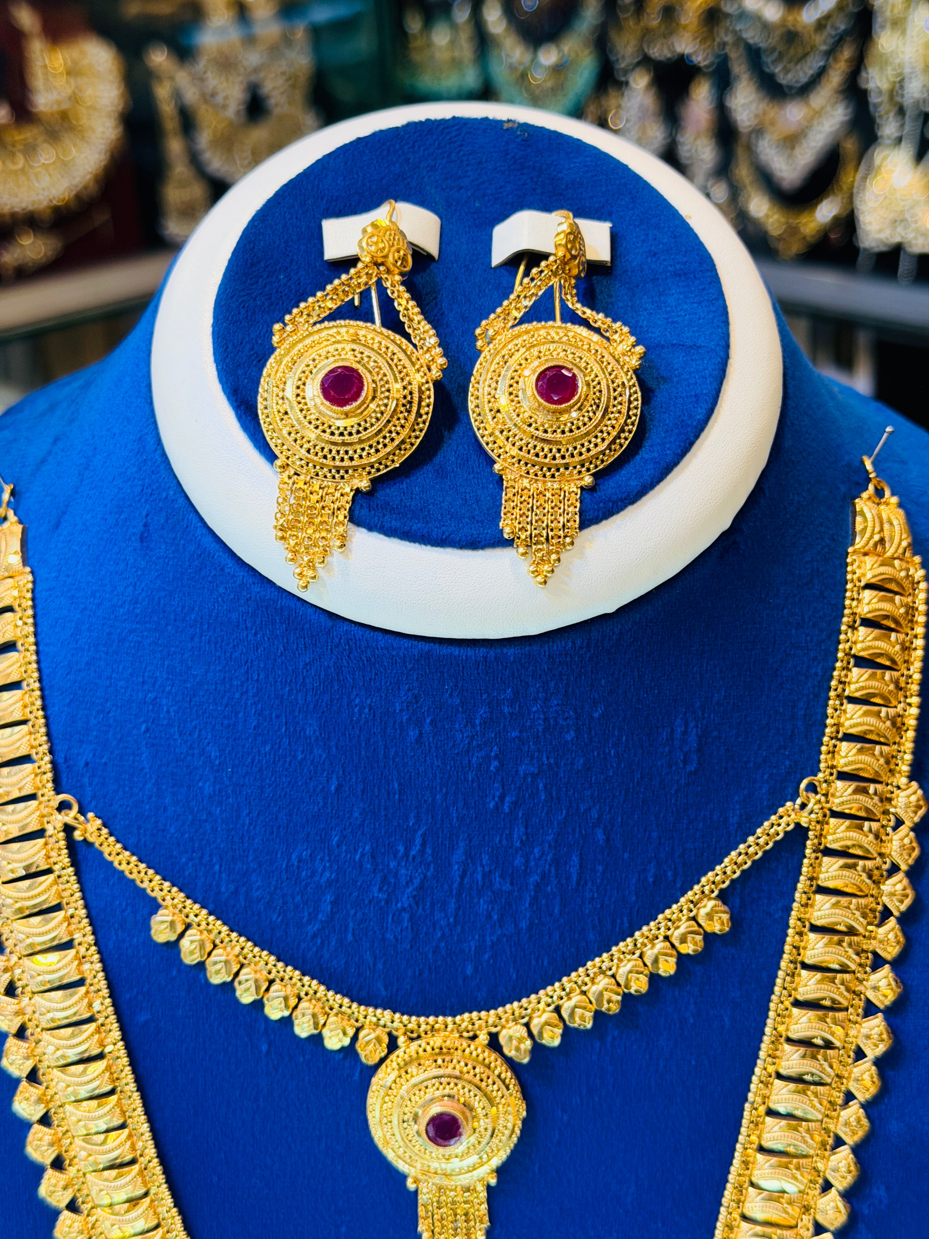 Gold Plated Mala Set with Earrings