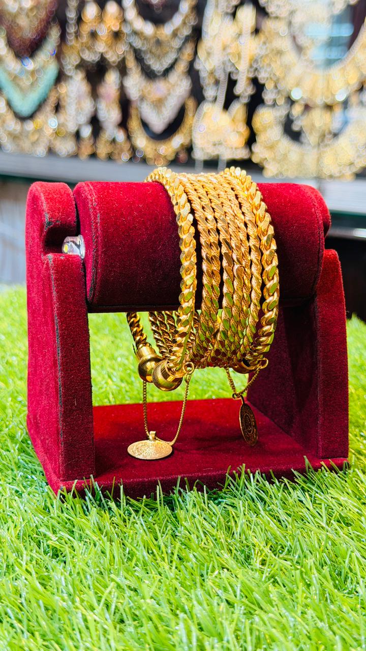 Gold Plated 6 Bangles and Karha Set