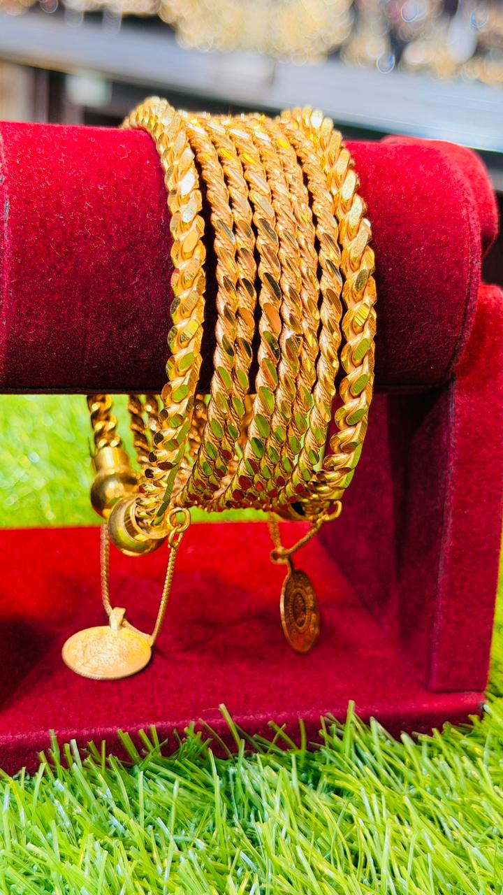 Gold Plated 6 Bangles and Karha Set