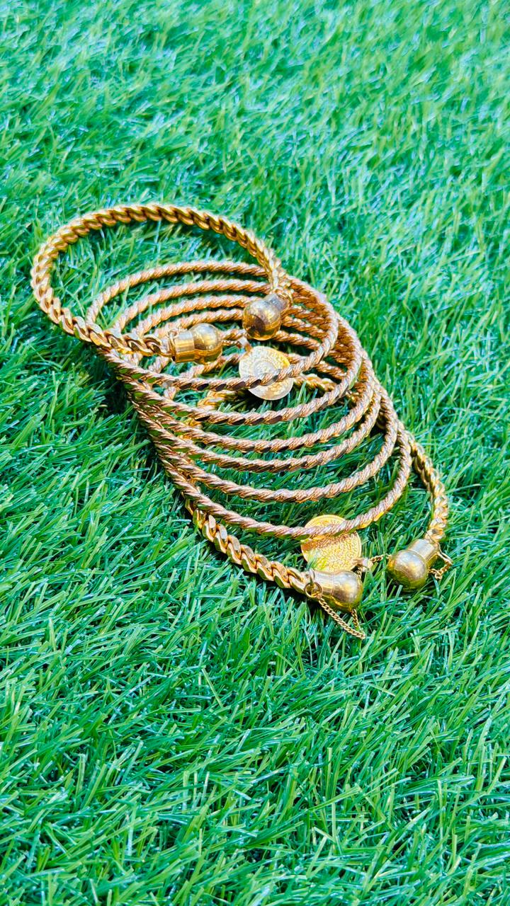 Gold Plated 6 Bangles and Karha Set