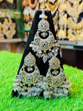 White Colour Earrings and Tika Set