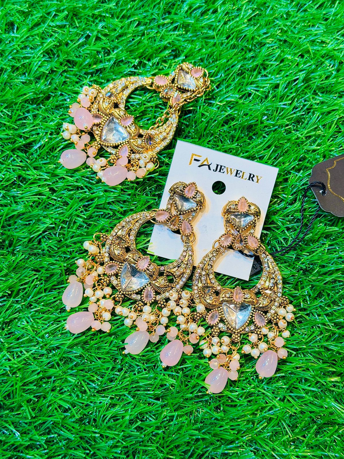 Pink Earrings and Tika Set