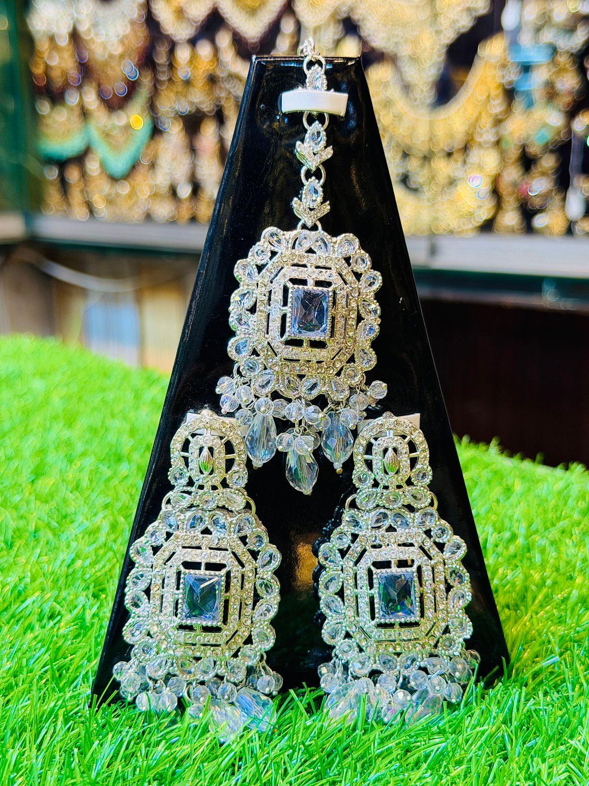 White Earrings and Tika Set