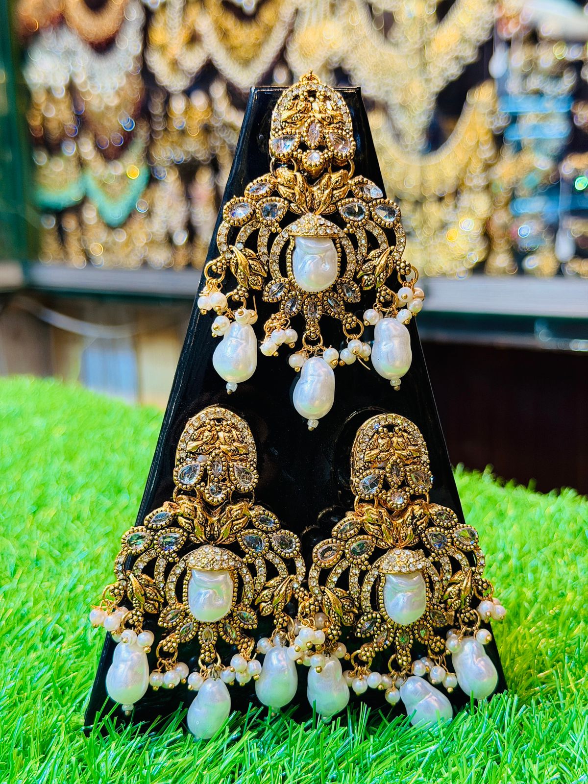 White Earrings and Tika Set