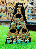 Mint Colour Earrings and Tika Set