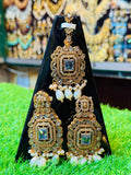 Golden & White Earrings and Tika Set