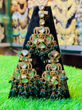 Green Colour Earrings and Tika Set