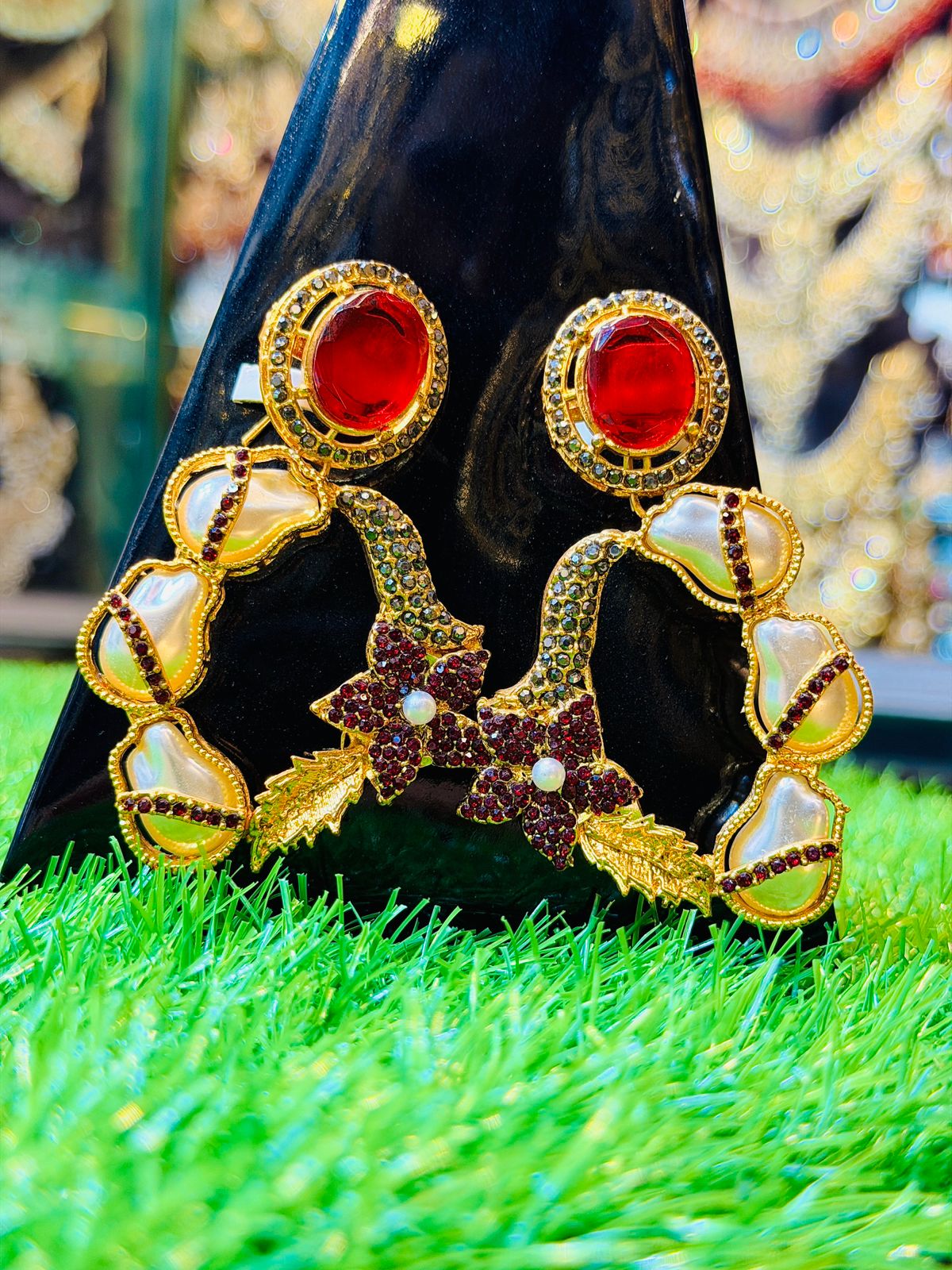 Red & White Turkish Design Earrings