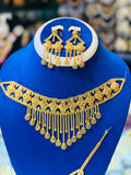 Gold Plated Choker Set With Earrings and Tika