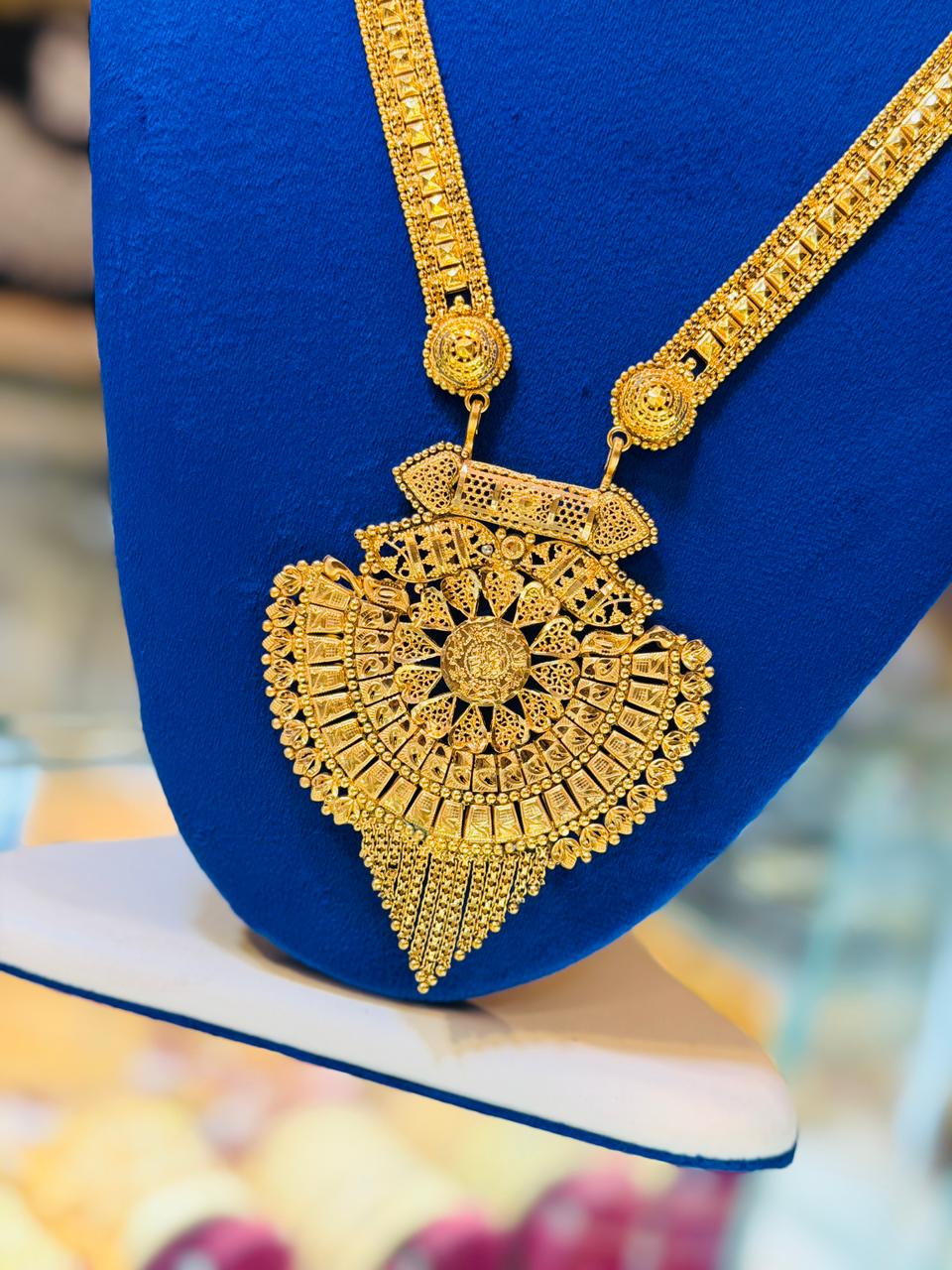 Gold Plated Mala Set With Earrings