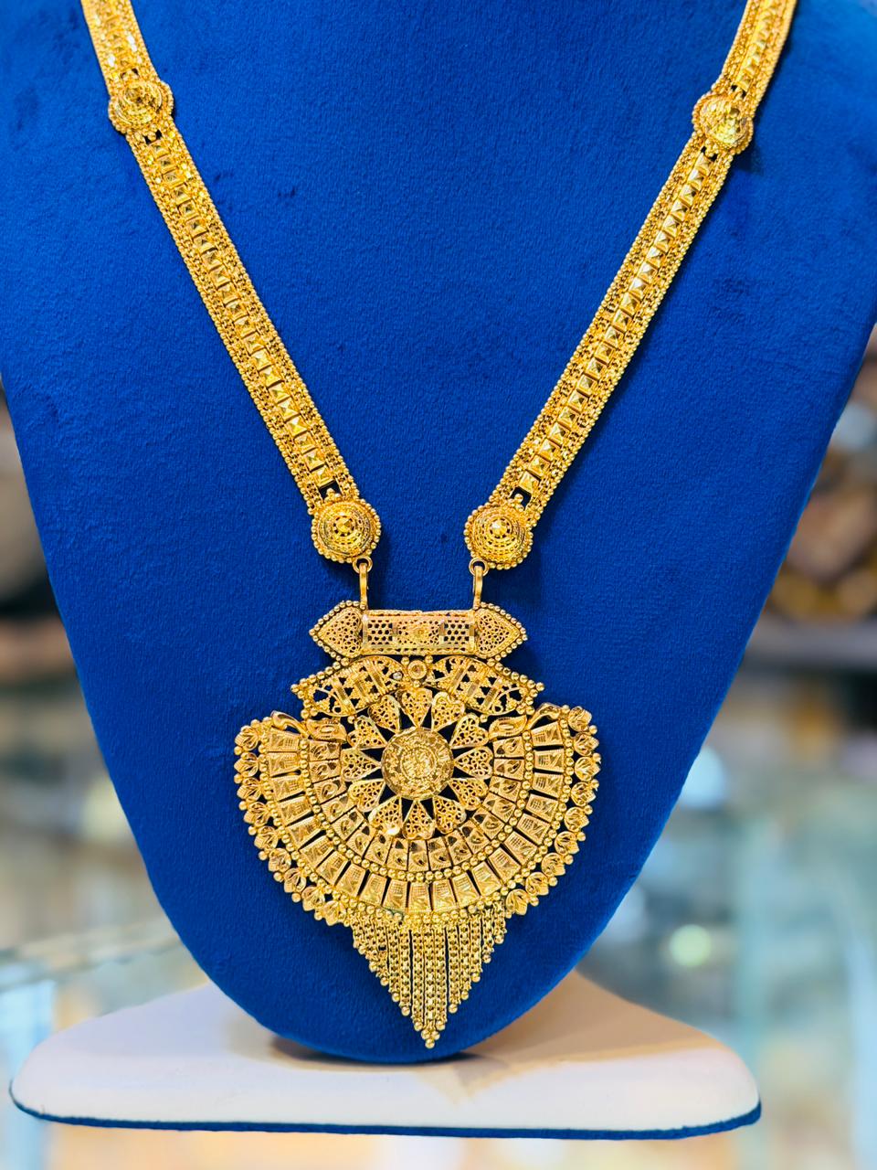 Gold Plated Mala Set With Earrings