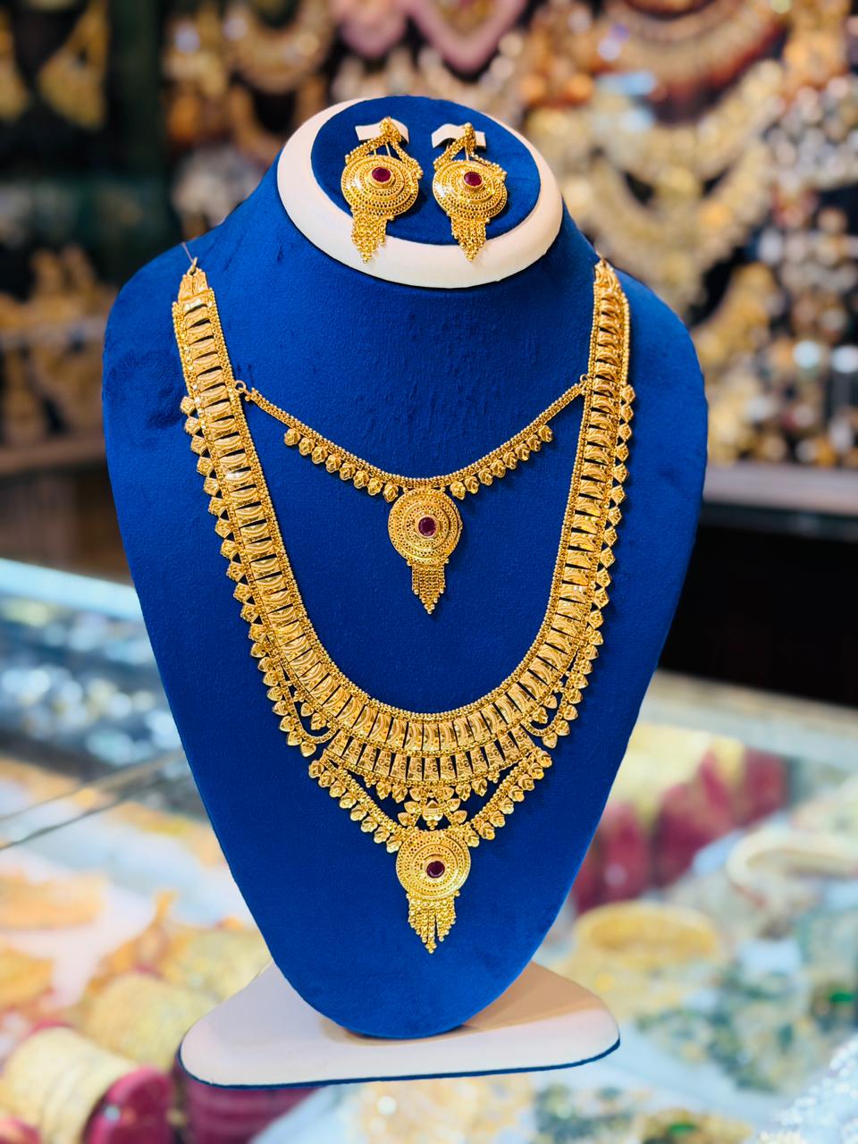 Gold Plated Mala Set with Earrings