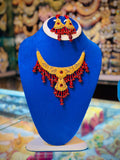 Gold Plated Madrasi Design Necklace Set with Earrings