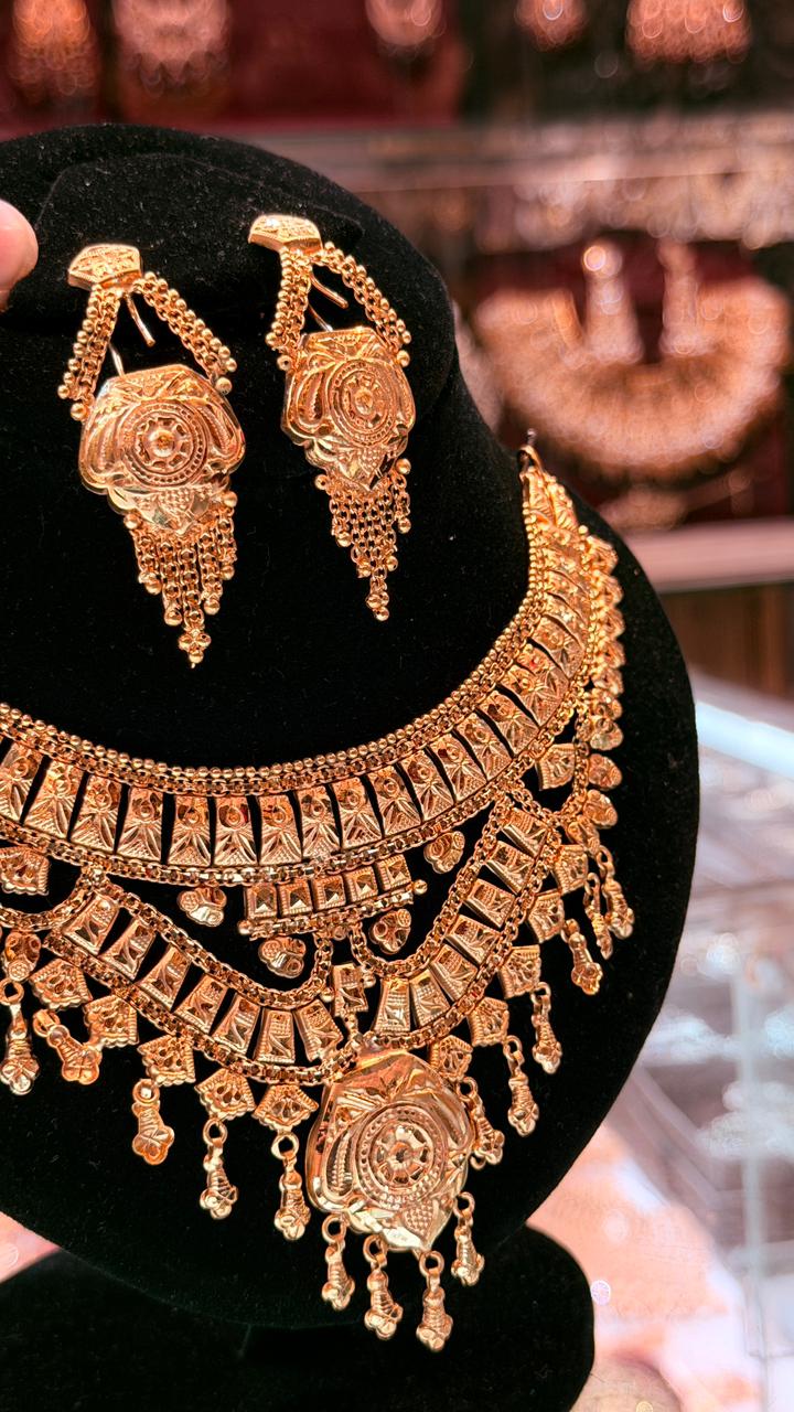 Gold Plated Necklace with Earrings